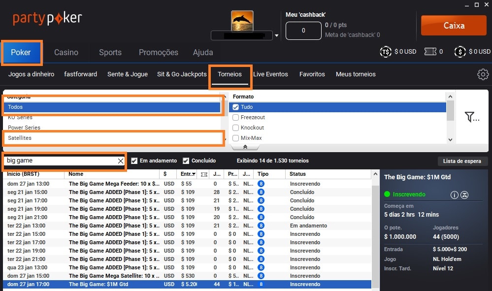 lobby the big game partypoker
