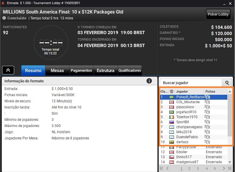 lobby millions south america semana 3
