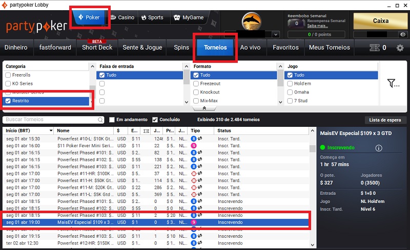 lobby satélite partypoker 01 abril