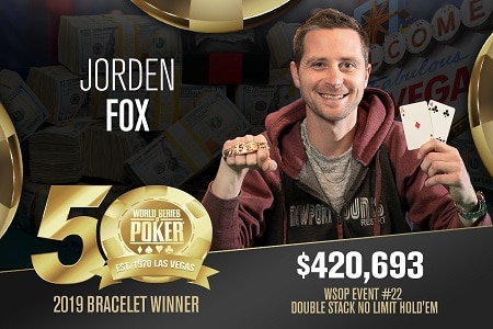 Jorden Fox é o campeão do Evento # 22: $ 1,000 Double Stack da WSOP