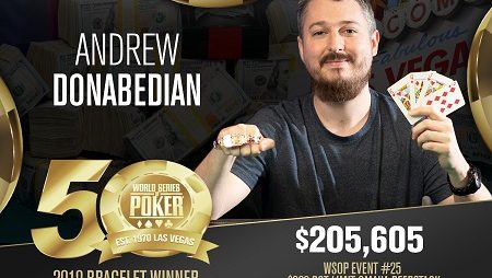 Andrew Donabedian conquista seu primeiro bracelete ao vencer o Evento # 25: $ 600 Pot-Limit Omaha Deepstack da WSOP