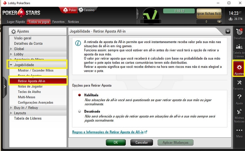 cash out pokerstars ajustes