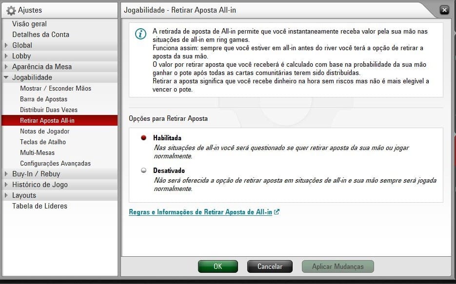 all-in cashout retirada all-in