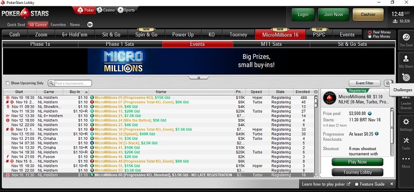 lobby micromillions pokerstars