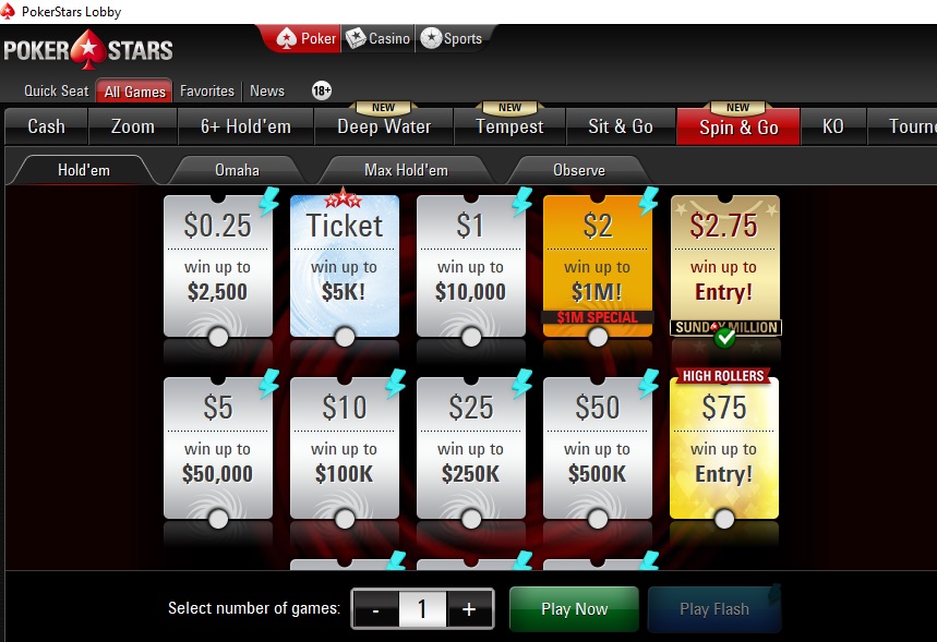lobby spin and go pokerstars