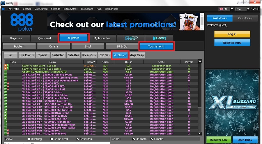 lobby xl blizzard 888poker