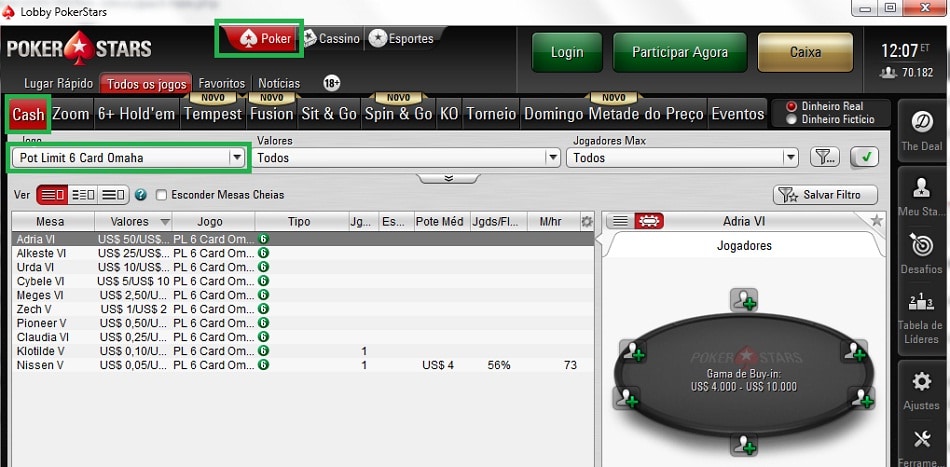 lobby pot-limit omaha 6-card
