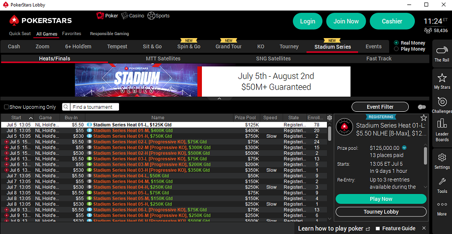lobby stadium series pokerstars