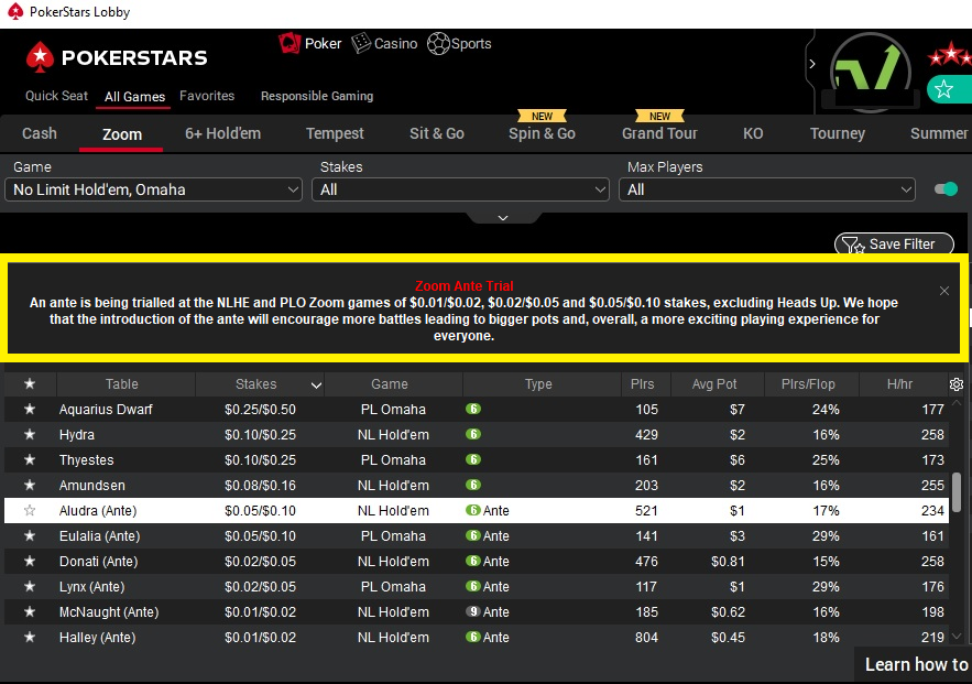 zoom ante trial pokerstars 2