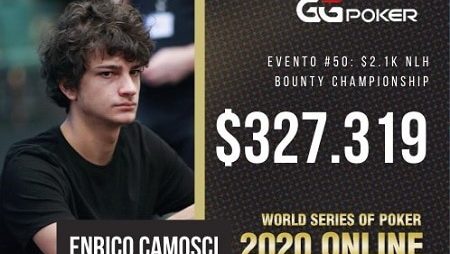 Enrico Camosci fatura o Evento #50: $2,100 No-Limit Hold’em Bounty Championship da WSOP Online