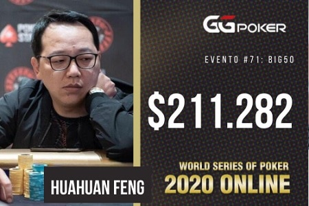 O chinês Huahuan “F7588” Feng bate field gigante e fatura o evento #71: BIG 50 da WSOP Online