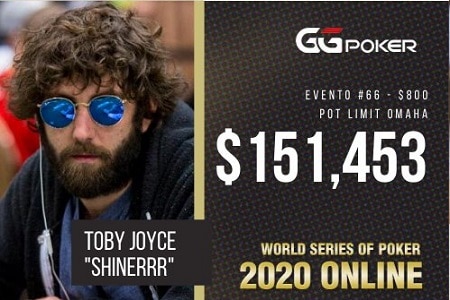 O irlandês Toby “shinerrr” Joyce é o grande campeão do evento #66: $800 Pot Limit Omaha