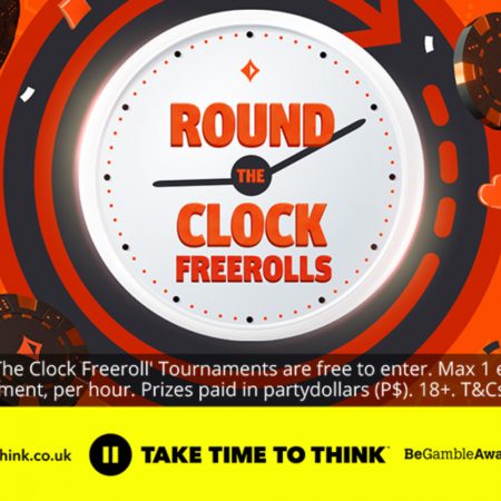 Round The Clock do partypoker tem freerolls a cada hora e US$ 2.500 grátis todos os dias