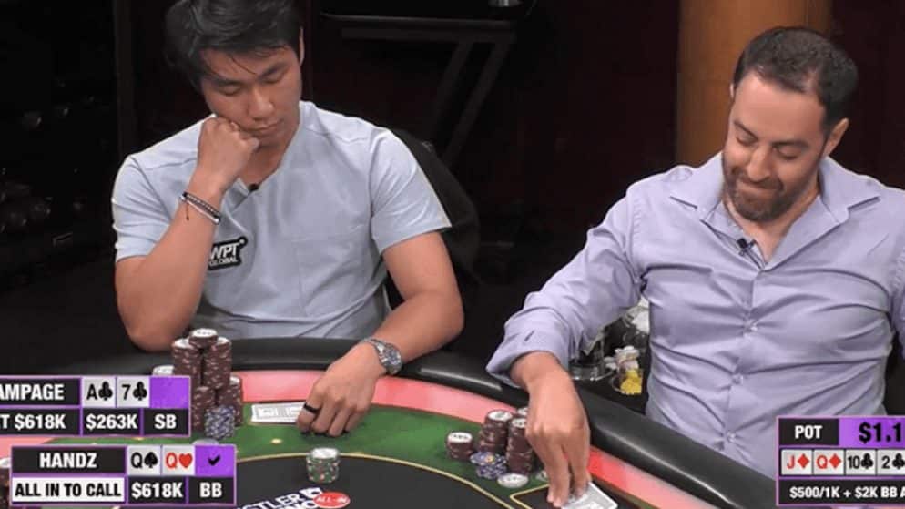 Ethan ‘Rampage’ Yau faz blefe de mais de US$ 600.000 em cash game de US$ 1 milhão no Hustler Casino Live