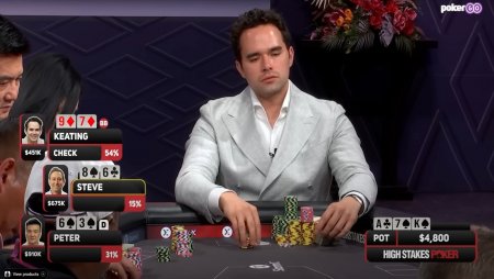 Alan Keating acerta call em mão cheia de agressão para ganhar pote de US$ 911K no High Stakes Poker