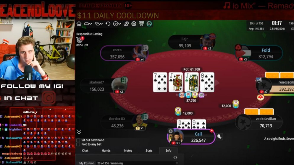 Embaixador do PokerStars dá missclick e folda straight flush; assista