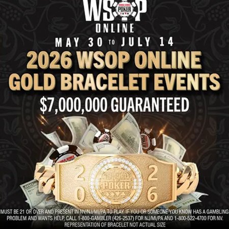 WSOP Online 2026 terá 30 braceletes e será disputada junto à série de Las Vegas
