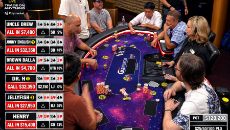 Em pote cheio de ação, Hustler Casino Live tem all-in pré-flop de seis jogadores
